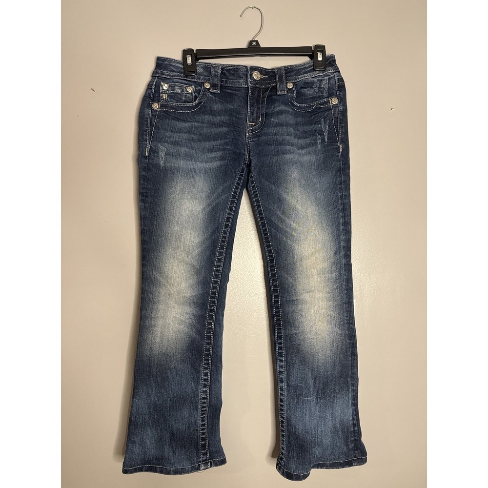 Miss Me Womens Bootcut Jeans Size 28 Blue Stretch Denim‎ Embellished Pockets